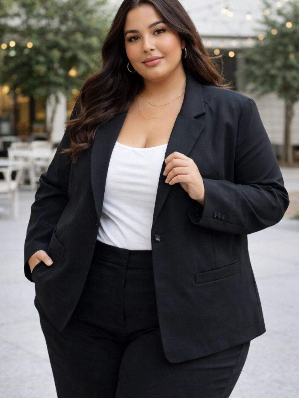 Alfred Dunner Black Single Button Made in USA Lightweight Blazer